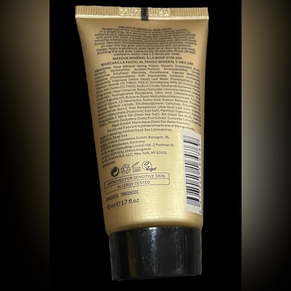 AHAVA 24k gold vegan mineral mud mask 50 ml / 1.8fl oz brand new NWT skincare - Picture 3 of 8